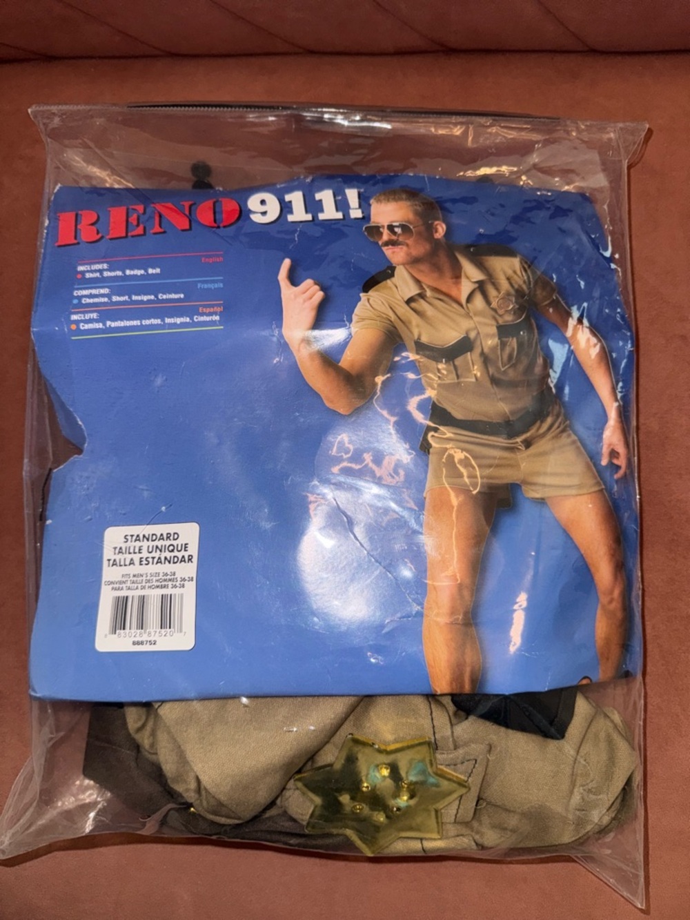 Reno 911! Costume - Tan Sheriff Outfit with Gold Star- HALLOWEEN